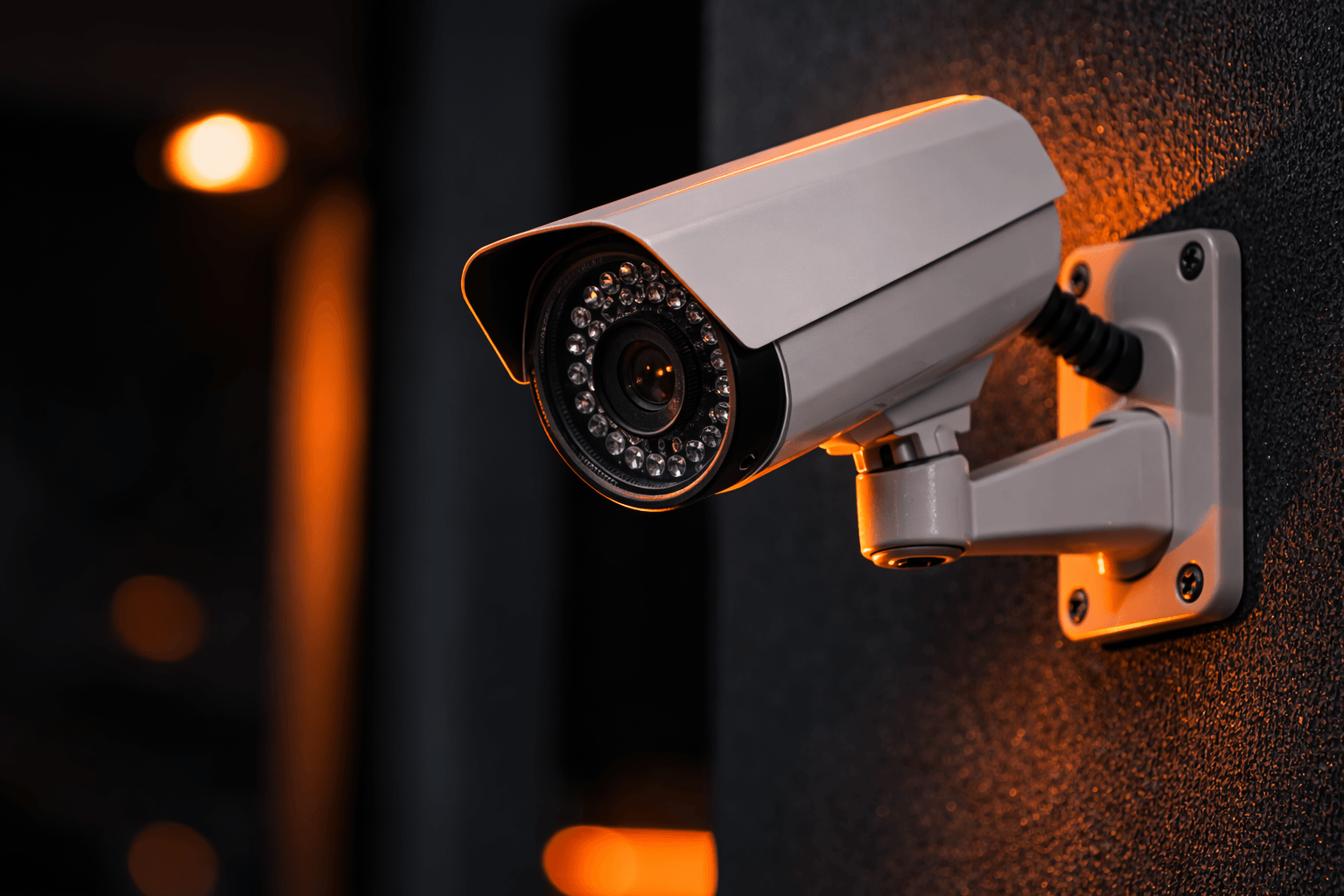 Camera mounted on wall — close detail